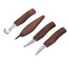 4PCS Wood Carving Tools with Sharpening Stone Leather Strop Walnut Handle Digging Sculpting Set for