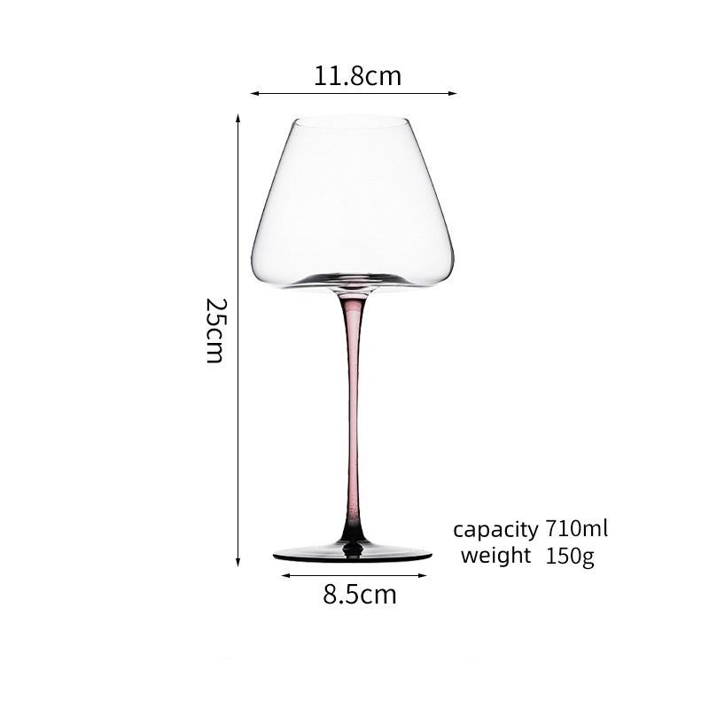 Red Stem Wine Glass Set, Hand-Blown Crystal Burgundy Glasses for Red Wine & Champagne