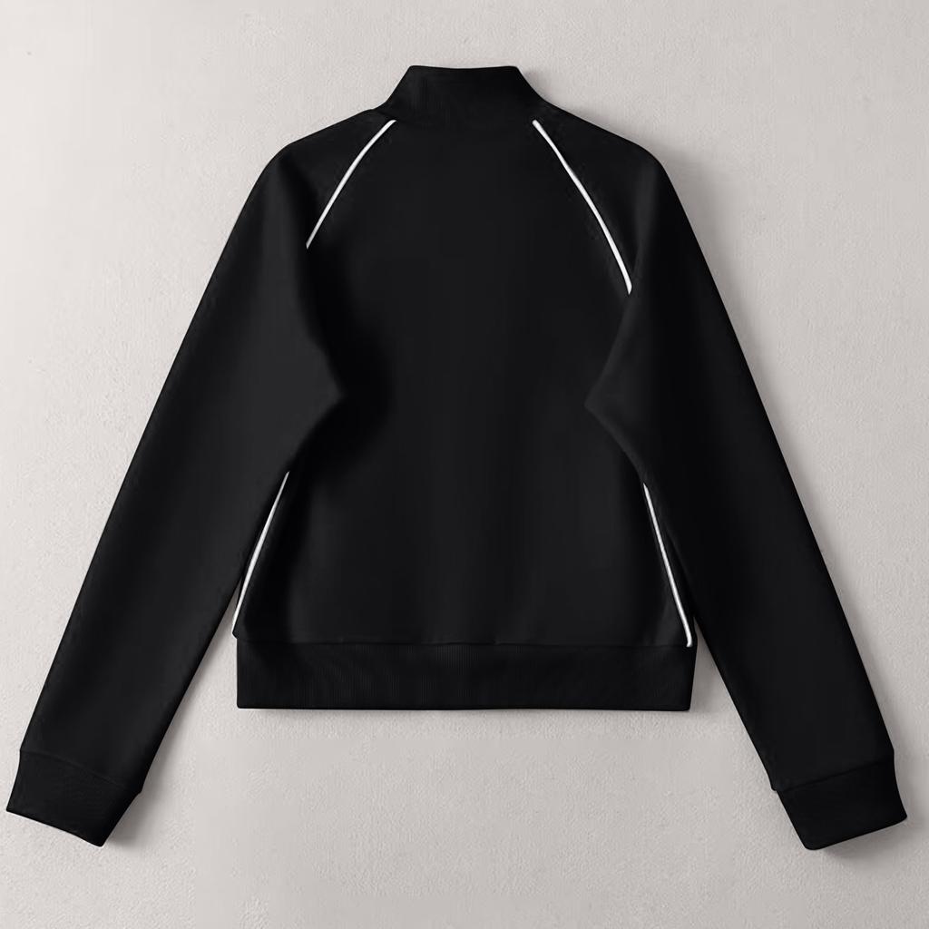Women's Stand Up Collar Zipper Sports Casual Short Jacket Long Sleeved Cardigan Jacket