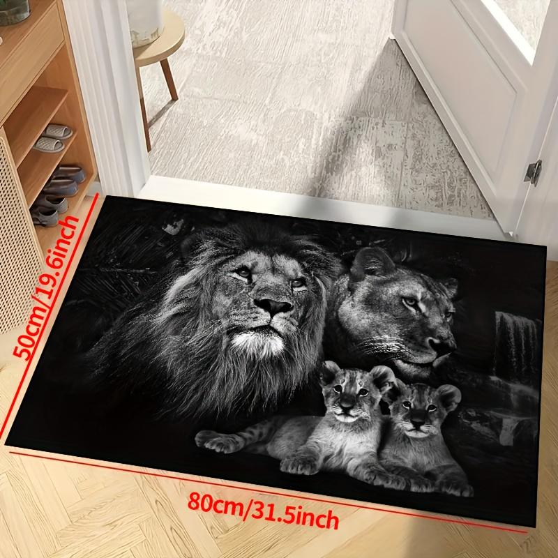 1pc Wild Lion Print Area Rug, Anti-fading Throw Carpet, Washable Tapestry, Mat For Living Room Bedroom Nursery Room Outdoors Pat