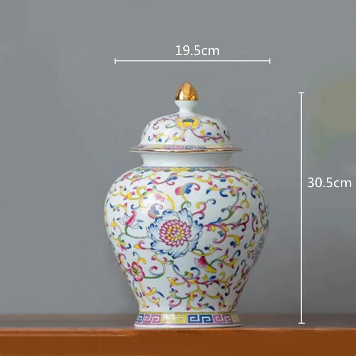 Enamelled Painted Pottery Pot Tea Caddy Ginger Jar Porcelain Canister Storage Tank Tea Organizer Desktop Storage Container