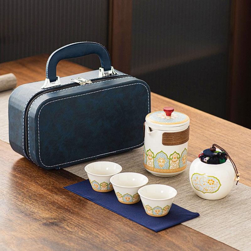 Portable Travel Tea Set Wholesale Outdoor Kung Fu Tea Set Quick Guest Cup Festival Chinese Business Gift Logo