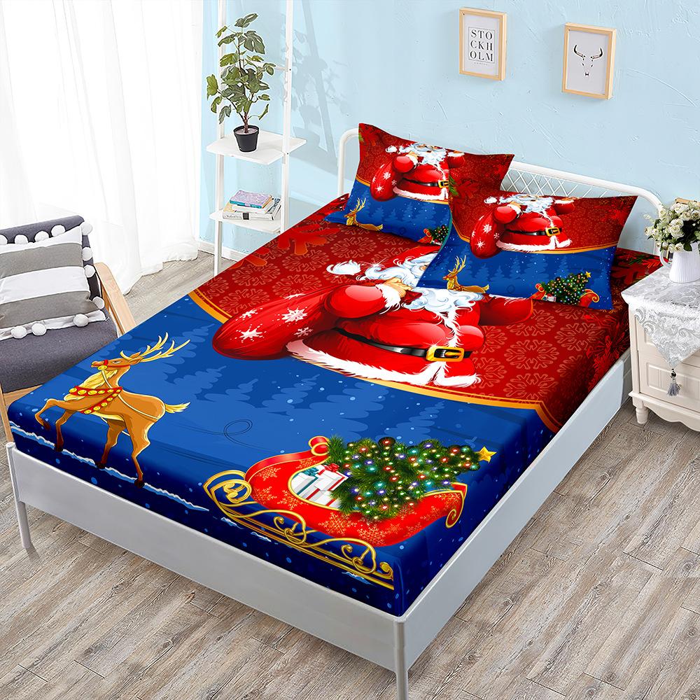Christmas Snowman Holiday Kit Three-Piece Mattress Mattress Mattress Protective Cover