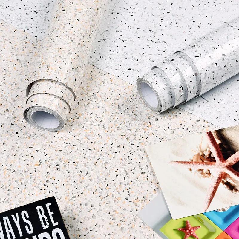 PVC Self-Adhesive White Wallpaper Waterproof Oil Resistant Sticker Marble Desktop Refurbished High Temperature Wall Paper