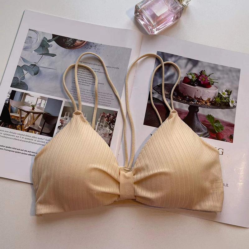 

Summer Underwear for Students Breathable Soft Camisole for Women Wire-Free Japanese Style Backless Bra 2XL жовтий