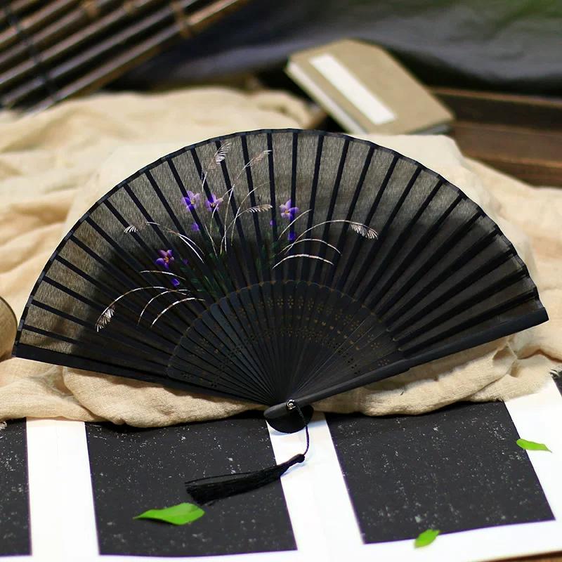 Chinese Style Han Costume 6-Inch Small Fan Folding Fan Fairy Chinese Ancient Style Women's High-Looking Summer New Chinese Style Folding Fan