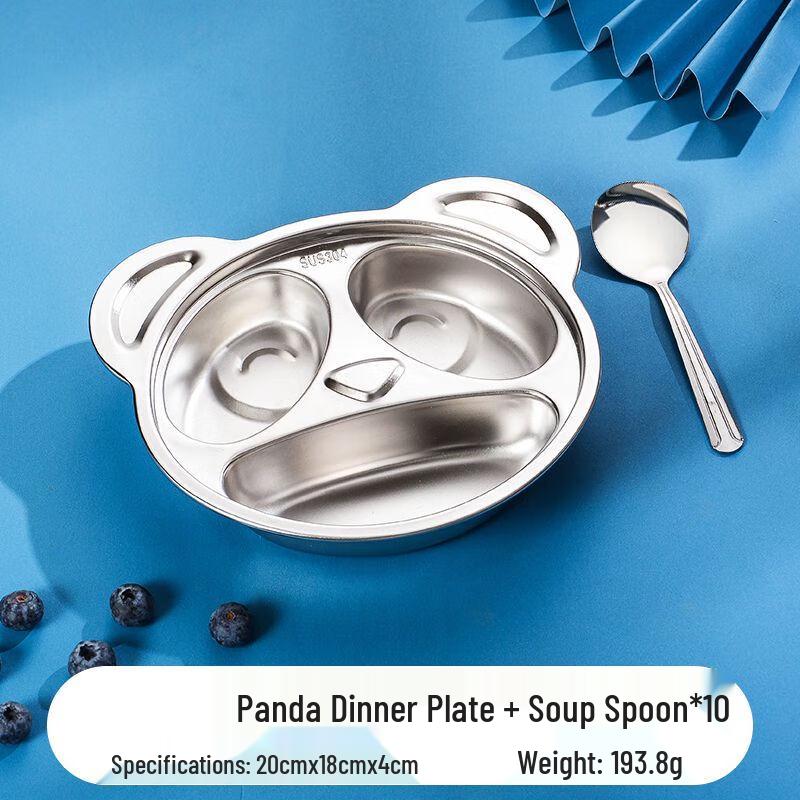 Kids' Stainless Steel Divided Dinner Plate Set