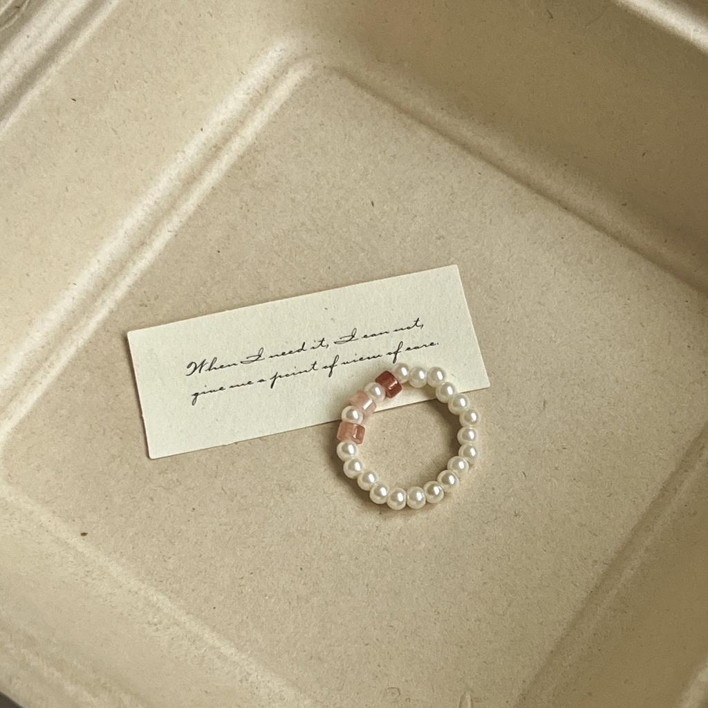 Color crystal beaded ring  niche design sense high-end finger ring light luxury temperament all-match ring accessories