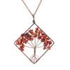 Hand-Wrapped Square Tree Of Life Necklace Natural Irregular Gravel Crystal Necklace N09