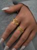 Stainless Steel Spiral Adjustable Open Rings for Women 18K Gold Plated Waterproof High Quality Ladies Jewelry For Vacation Etc