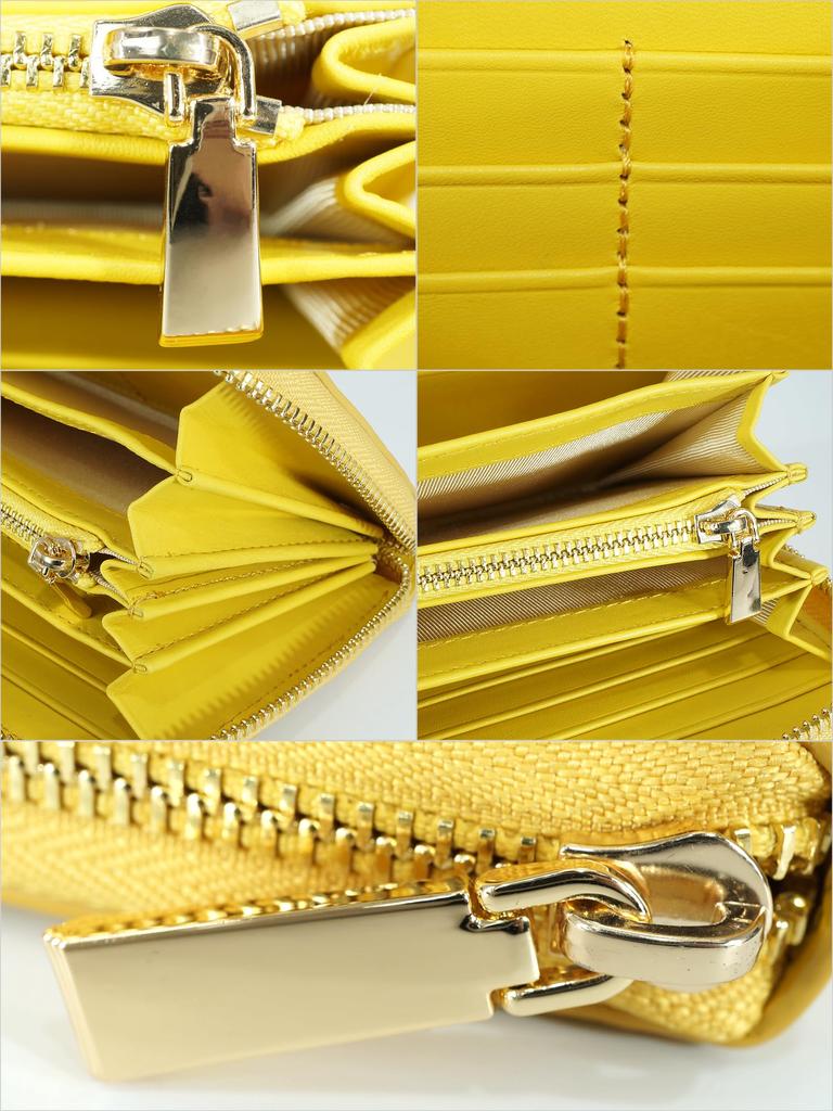 Yellow Crocodile Long Wallet for Men and Women, Made from a Single Piece of Genuine Alligator Leather, with a Round Zipper, Coin Purse, Card Slots,