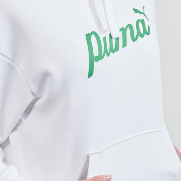Puma Ess+ Script Casual Comfortable Letter Pullover Hoodie Long Sleeve Sweatshirt Women Sweatshirt White 679348-02
