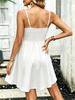 Spaghetti Strap Dress Dress Women Casual Solid Color High Waist  Pleated Short Dresses Elegant Sleeveless Dress