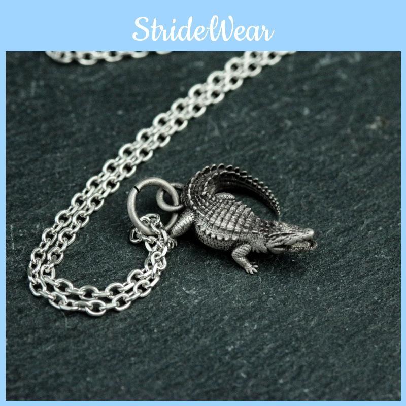 Crocodile Retro Style Animal Jewelry Pendant Alloy Chain Men Women Decoration