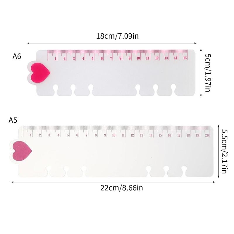 5 Pezzi Segnalibri Multifunzione in Plastica Righello a 6 Fori Preforato Righello per Raccoglitore Divisori di Pagina Per Quaderno Ricaricabile