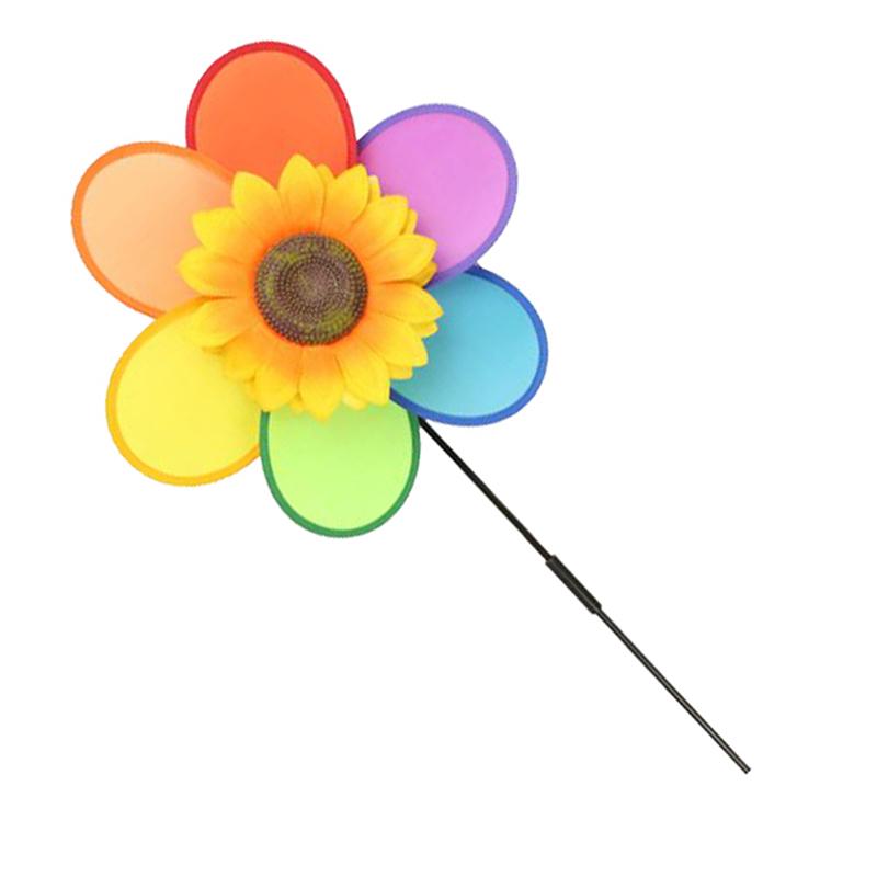 Colorful Sunflower Windmill Toy Kids Diy Outdoor Toys Garden Yard Decoration