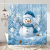 Funny Christmas Shower Curtain Santa Claus Snowman Deer Snow Scene Christmas Gifts Shower Curtain Bathroom Decoration With Hooks