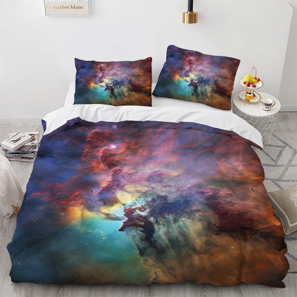 Galaxy Duvet Cover Set Space Romantic Magic Polyester Comforter Cover for Kids Boys Girls Bedding Set King Size with Pillowcase