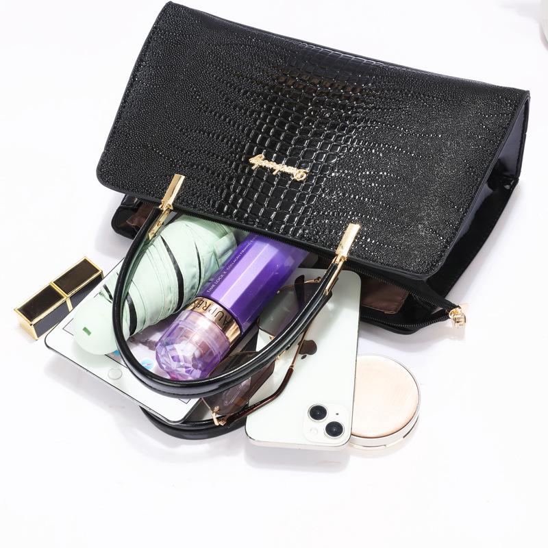 Women's Fashion Luxury Hot-Sale Patent Leather Lizard Pattern Shoulder Crossbody Top Handle Bag