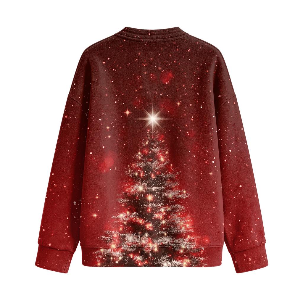 Women's Fashion Casual Button Front Christmas Print Coat