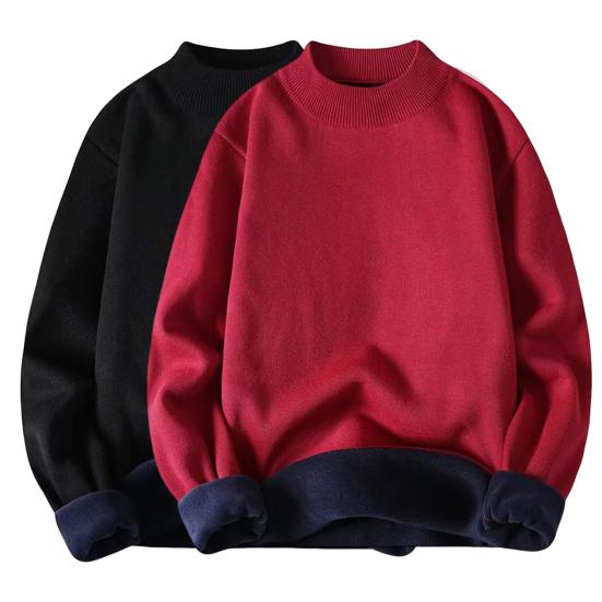 Men Winter Sweater Half Turtleneck Solid Color Fleece Soft Long Sleeves Keep Warm Pullover Plus Size Spring Sweater Men Garment