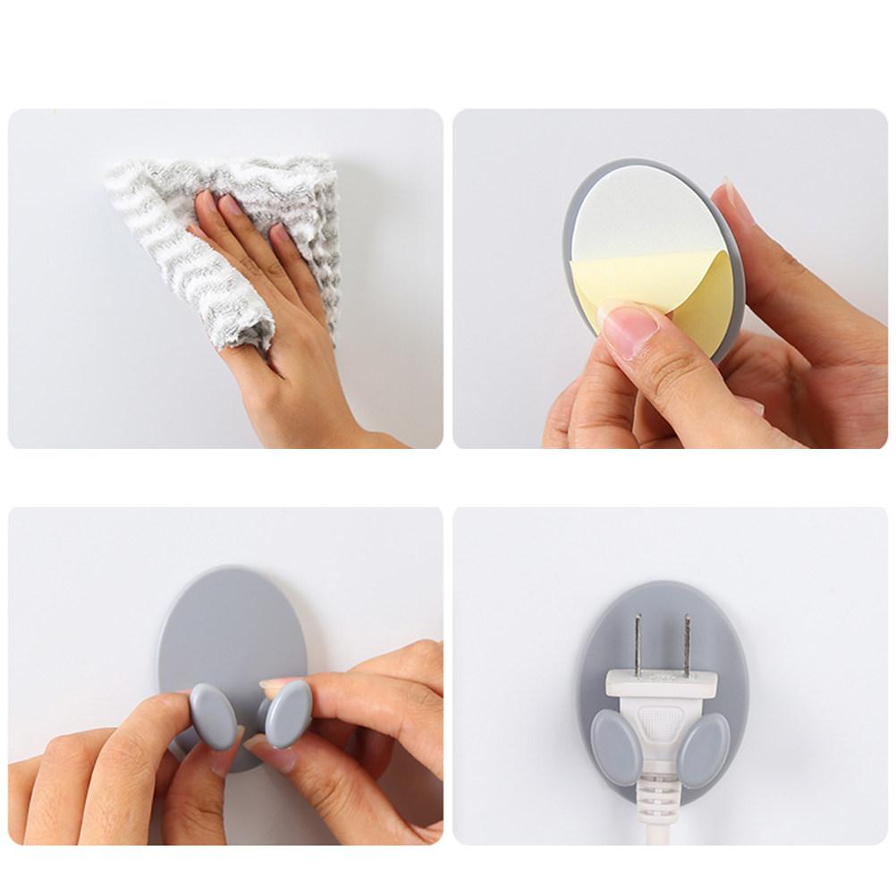 4Pcs Heavy-Duty Adhesive Plug Holder Power Cord Organizer Socket Hook for Home Office Kitchen Bathroom Multi-Function Cable