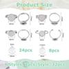 Hobbspring 32 Stück 4 Stile Verstellbare Leere Ringe Edelstahl Fingerring Fassungen Cabochon Ringe Herstellungs-Kit 8/10mm Ring Basis Pad mit Glas