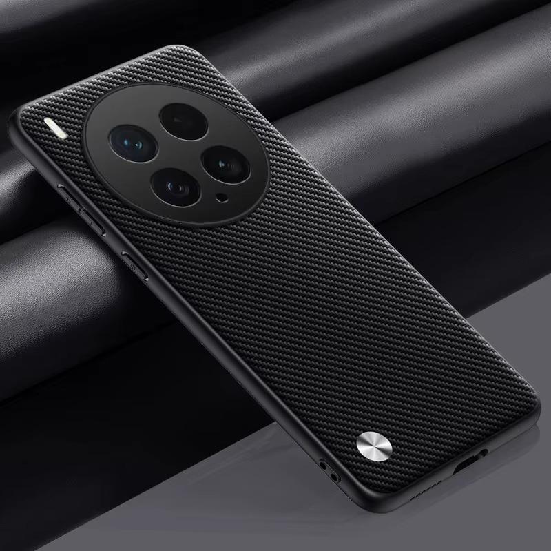 Carbon Fiber PU Leather Cover For VIVO X200Ultra X200 Pro mini X200S Matte Anti-Shock Phone Protection Cases