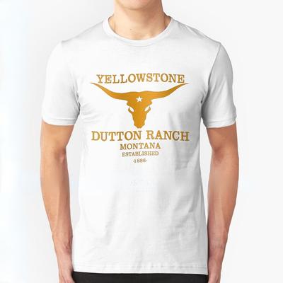 Yellowstone Dutton Ranch Montana Essential Beliebtes Retro T-Shirt Herren Atmungsaktive Tops TV-Serien T-Shirts Western Cowboy Hemd