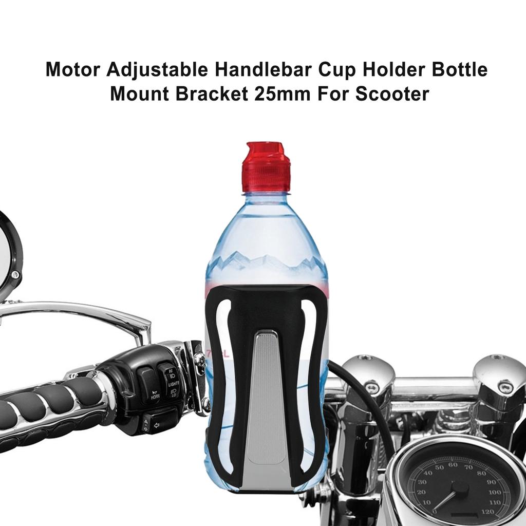 Adjustable Handlebar Cup Holder Bottle Mount Bracket 25Mm Silver For Motorcycle