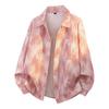 Men Lapel Gradient Tie Dye Loose Long Sleeve Shirt