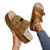 Fashion Spring/Summer 2025 New Fashion Thick-soled Birken Riveted Flip-flops and Metal Buckle Beach Women's Shoes