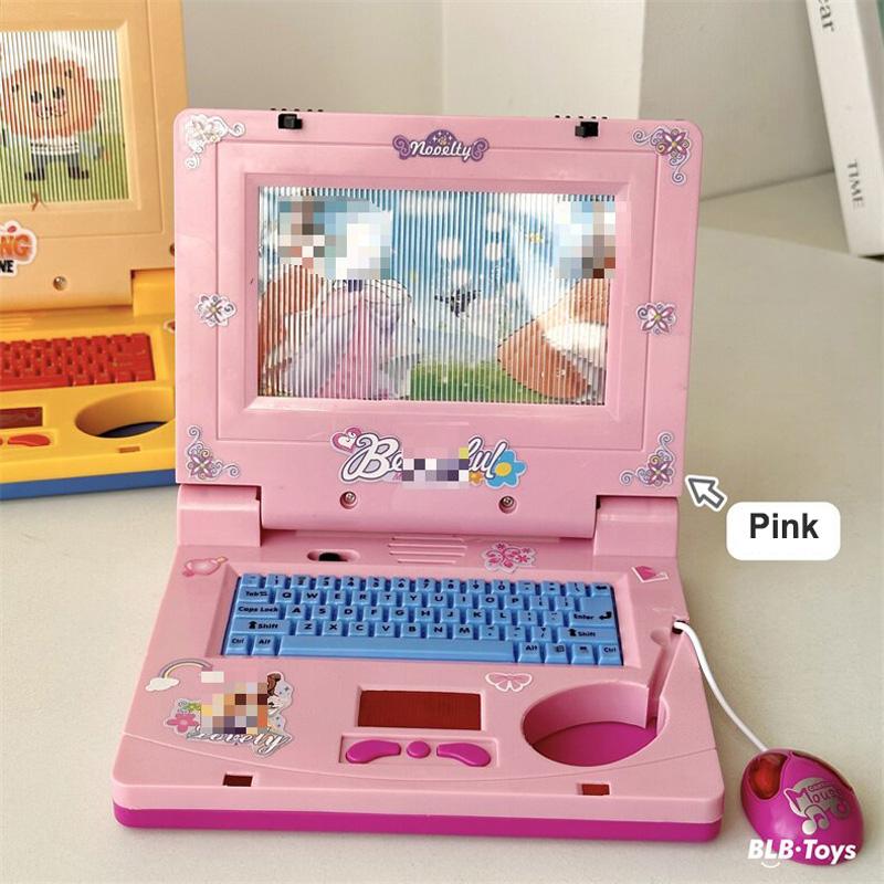 Simulations-Laptop-Spielzeug Lichtmusik Cartoon Kinder Frühpädagogik Erleuchtung Computer Mit Maus Kindergeburtstagsgeschenk white
