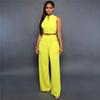 Women's Single-Breasted High Waist Belted Wide Leg Jumpsuit