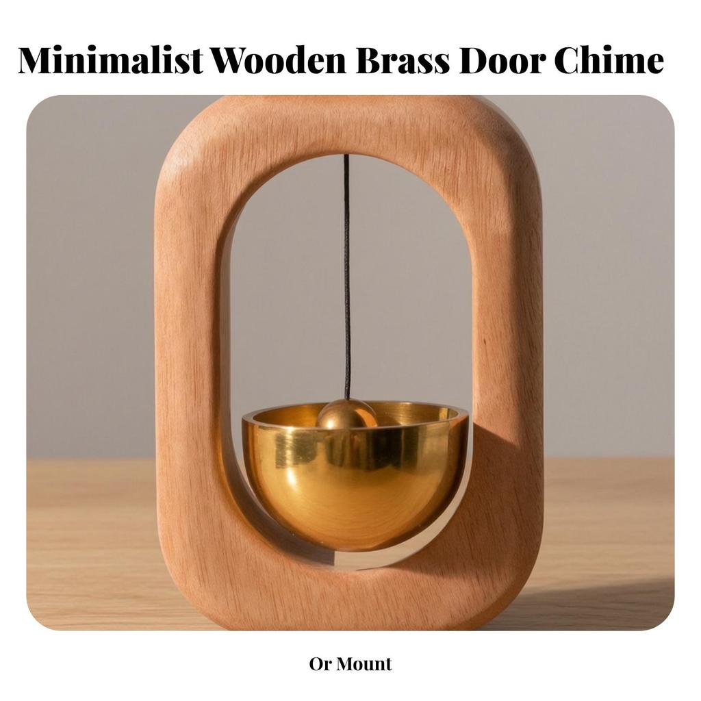 Wooden Door Chime with Metal Bell Small Entry Notification Gentle