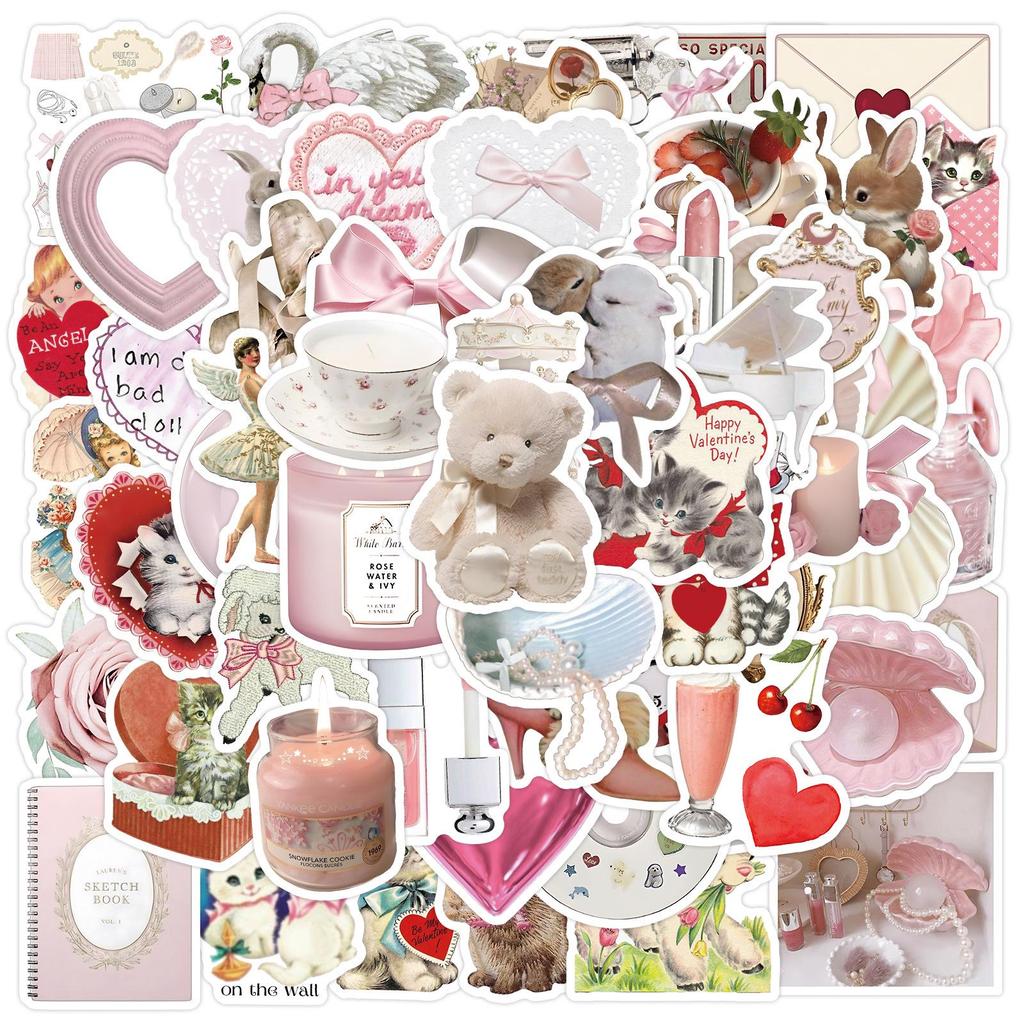 60 Coquette Pink Graffiti Stickers - DIY Decor for Phones & Tablets