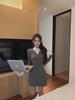 Korean Sweet & Hot Two-Piece Polo Collar Dress - Slim Fit, Short Skirt for Early Autumn 2024