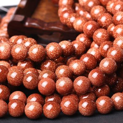 Cuentas Redondas de Piedra Natural Arena Dorada 15" Hilo Cuentas Espaciadoras Lisas Sueltas 4/6/8/10/12mm para Fabricación de Joyería Pulseras DIY Accesorios