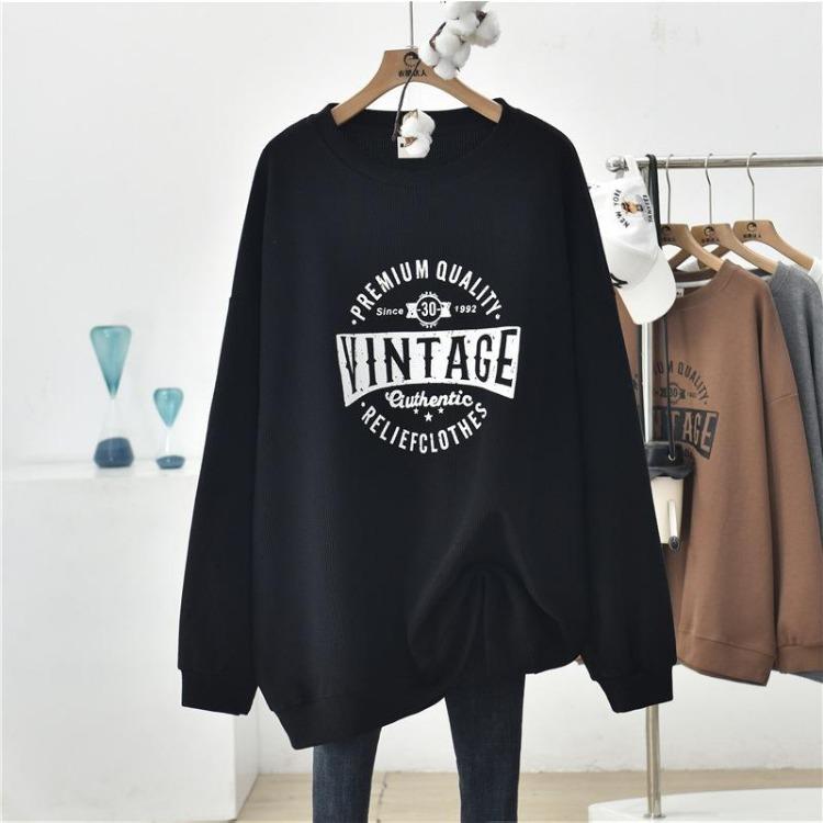 Women's Loose Long Sleeve Waffle Sweatshirt Plus Size Casual Pullover Top