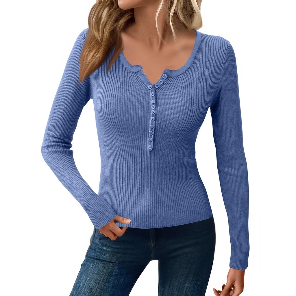 Women Fashion Solid Color Undershirt Long Sleeves Sweater T-shirt Tops