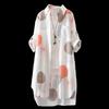 Primavera otoño mujer camisa estampado de moda manga larga dobladillo Irregular Anti sol solapa abrigo largo para uso diario