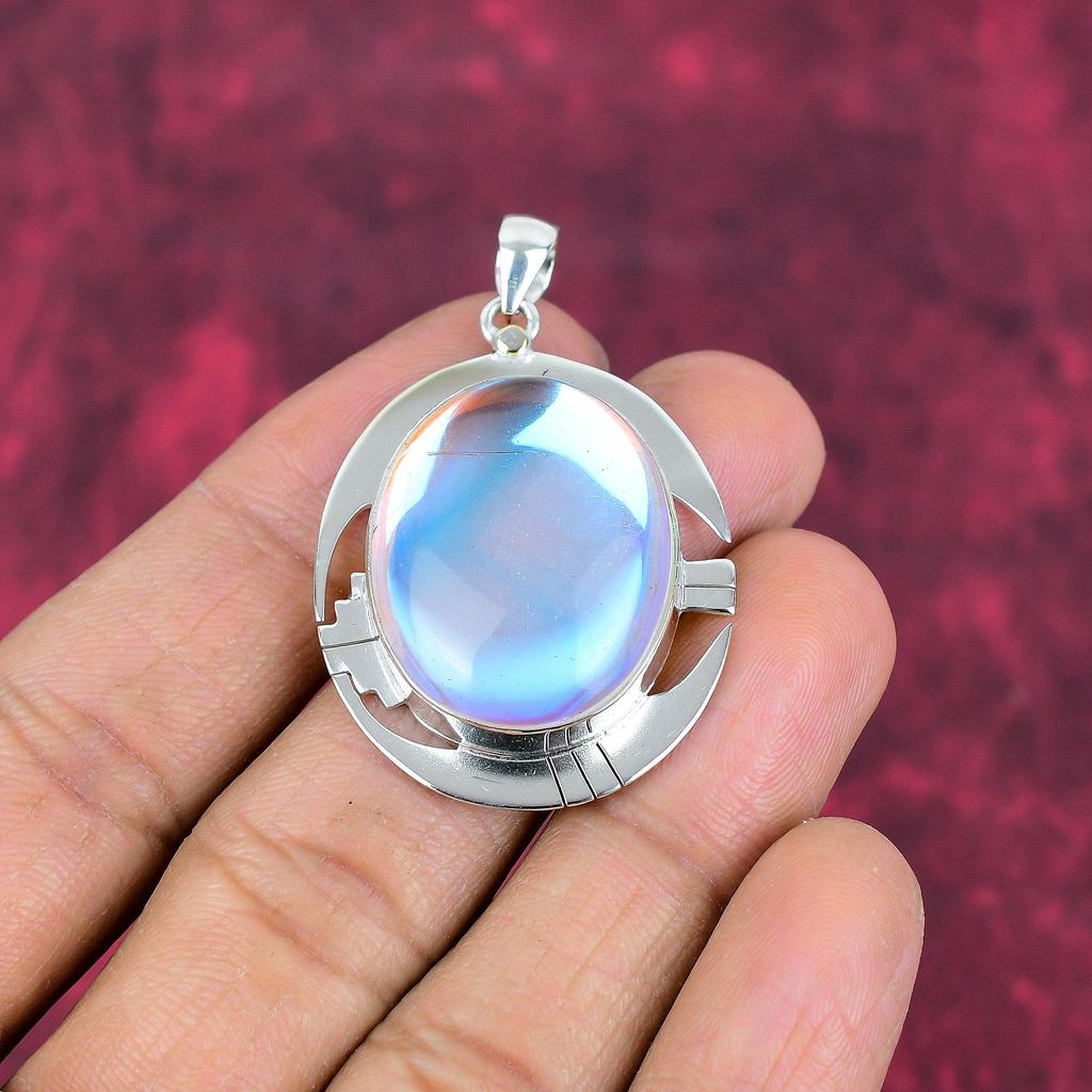 Mystic Topaz 925 Solid Sterling Silver Pendant, Handmade Gemstone Jewelry Pendant, For Memorial Day