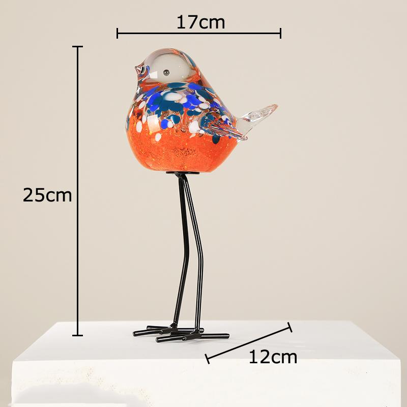 

Painted Bird Sparrow Glass Statue Desk Decoration Creative Ornaments Lovely Colorful Sparrow Sculpture Room Aesthetic Decor