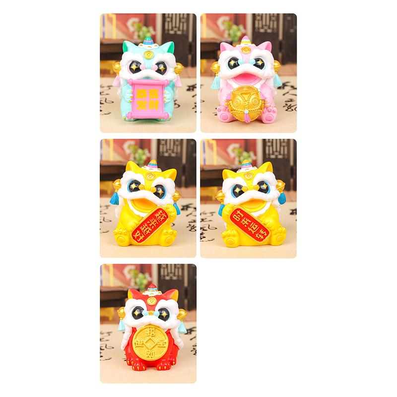 Cute Mini Fortune Dance Lions Figurine Blessing  Year Dance Lions Statue Chinese Style Lucky Small Ornament