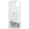 Etui do iPhone 11 Hello Kitty Liquid Glitter Kitty Head Srebrne
