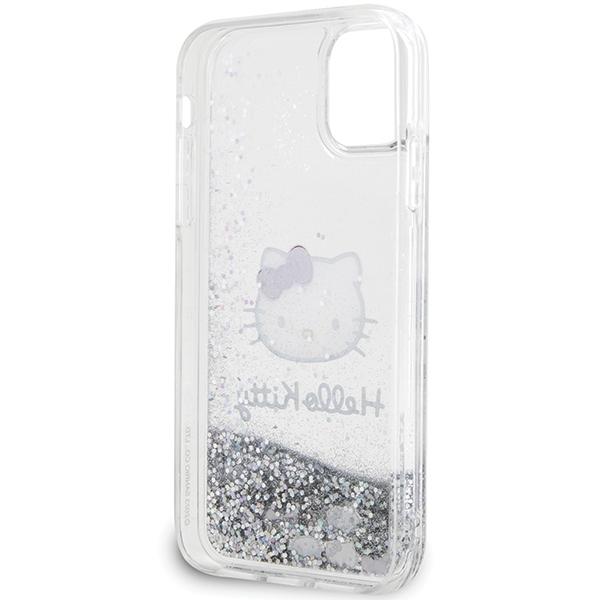 Etui do iPhone 11 Hello Kitty Liquid Glitter Kitty Head Srebrne