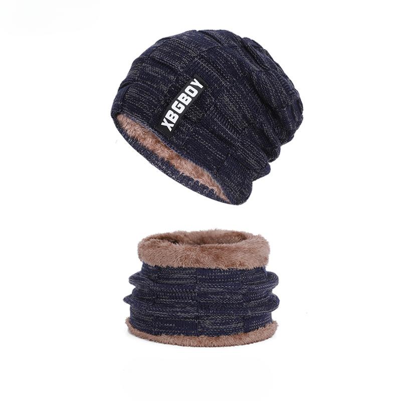 Winter Hat, Pullover Hat, Scarf Set, Fleece and Thickened Woolen Hat for Men