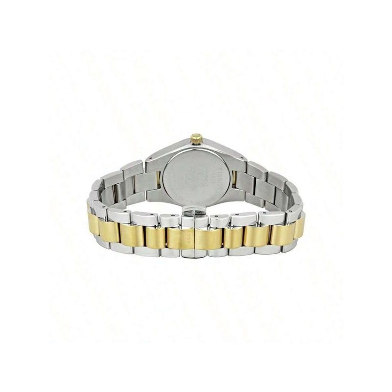 Tisso t(Glan Series) Quartz, Waterproof, Elegant Business Women's Watch, Swiss, 28mm White Dial, Steel Case with Gold-Plated Shell, T043.010.22.111.00