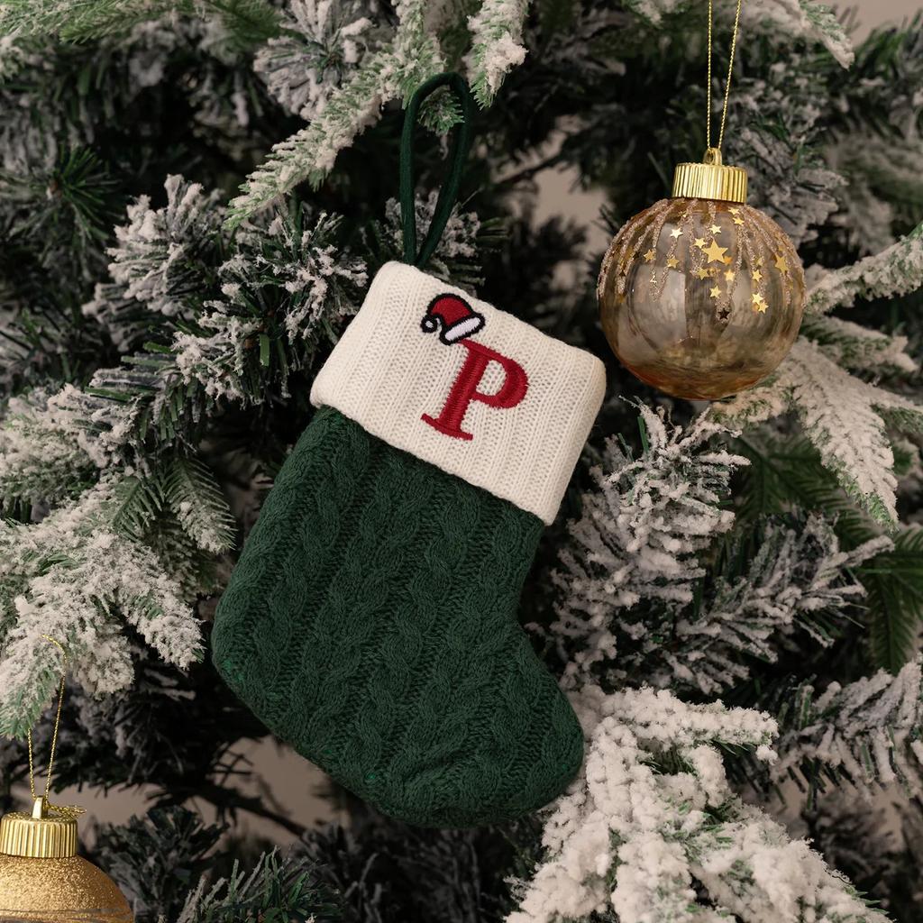Christmas Socks Knitted Snowflake Letter Socks Large Capacity Christmas Tree Ornaments Candy Gift Stockings Holiday Pendants