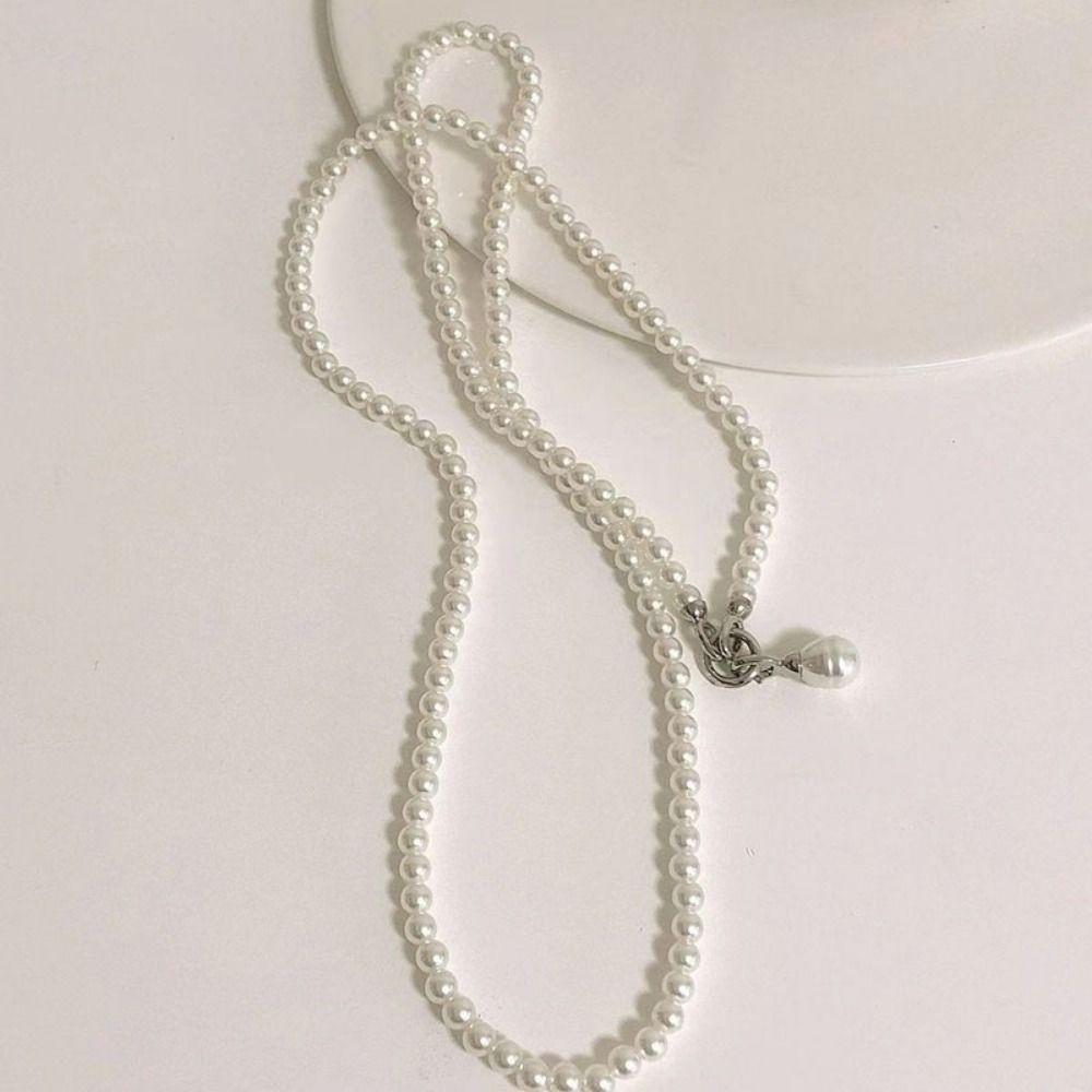 Retro Pearls Long Necklace Pearl Women Pearl Waist Chain Elegant Crossbody Strap Chain  Versatile